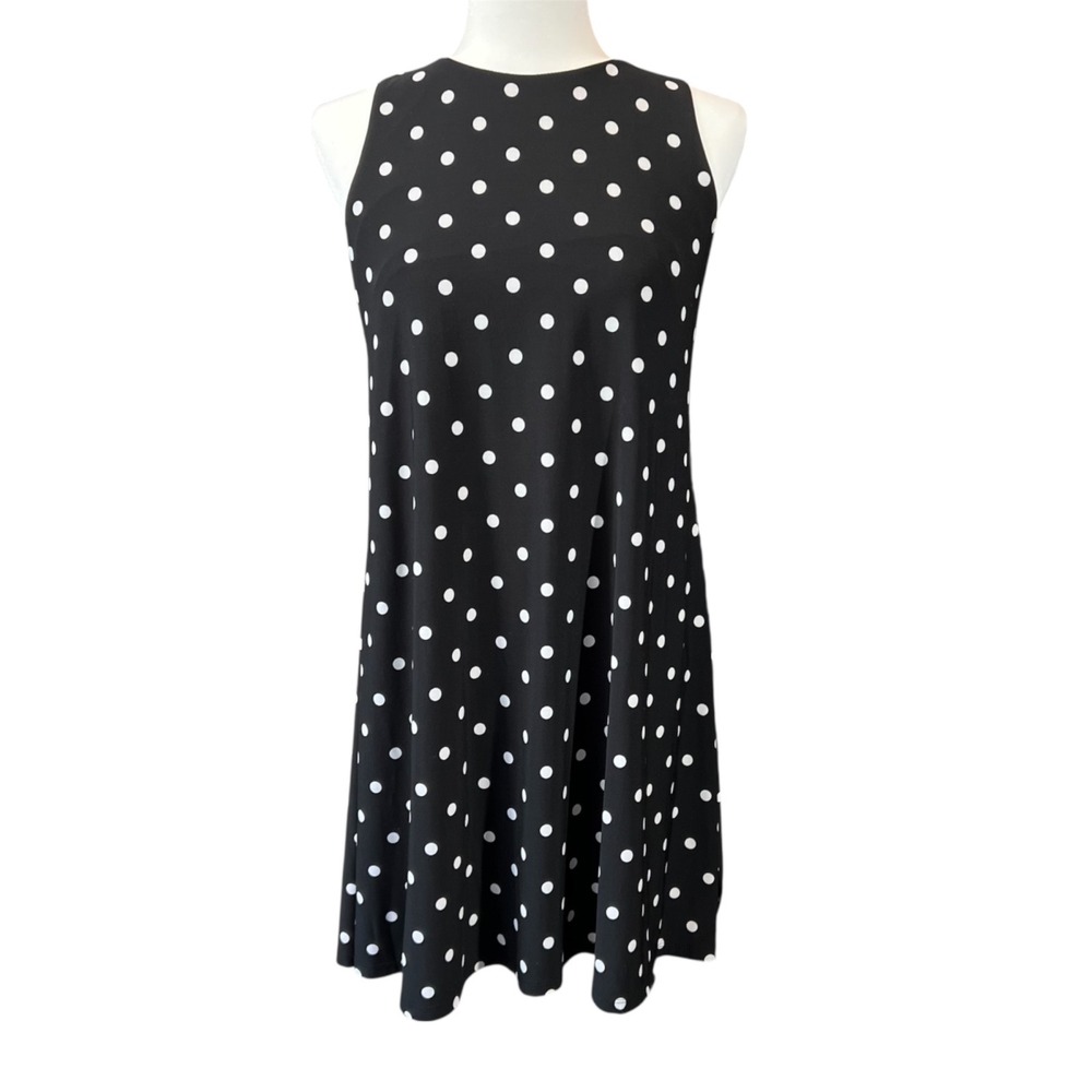LAUREN Ralph Lauren Sheath Dress Size 8 Black/Polka Dotâ Preppy Classic Office